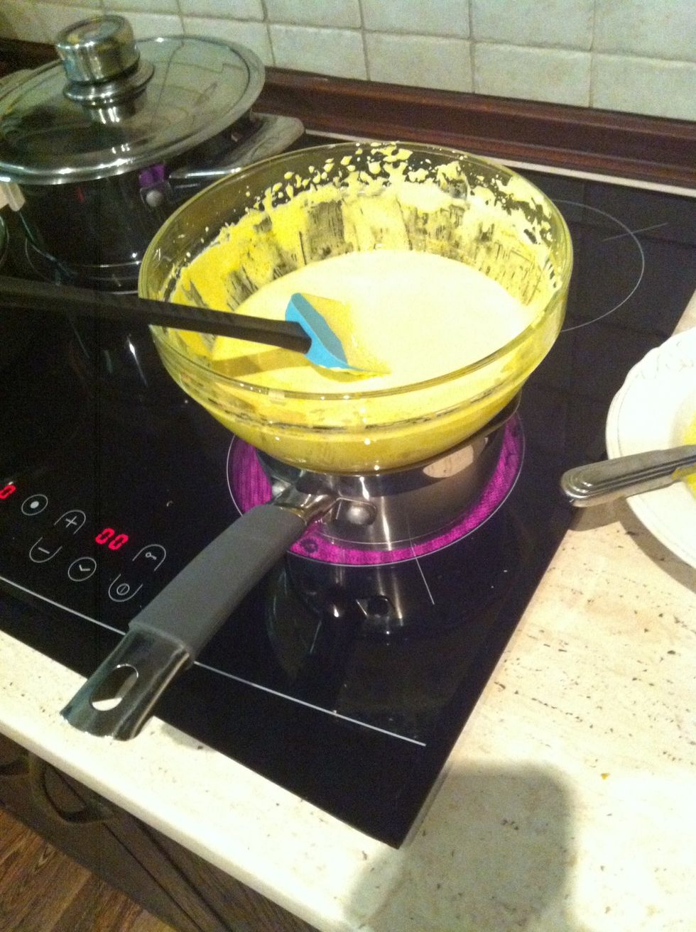 Then put your heat-proof bowl on the double-boiler for 10 min\ud83d\udd51