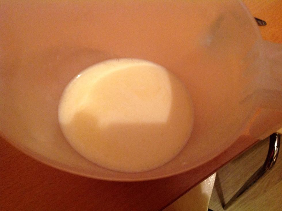 Then put your milk and eggs into a jug and put aside