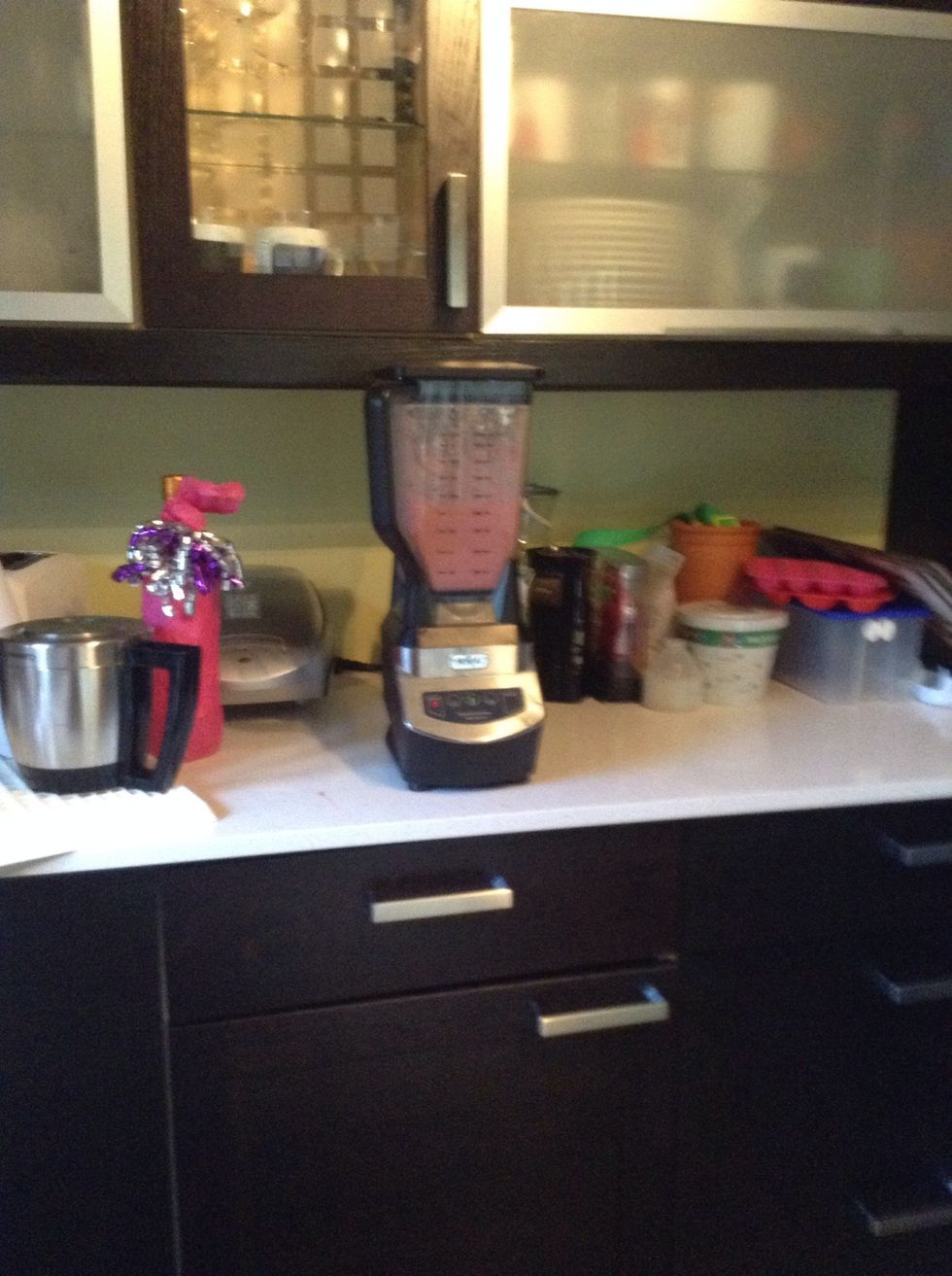 Then re-blend the mixture now with the honey.