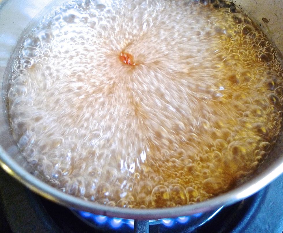 Then reheat the sauce until it thickened. Leave aside for later use.
