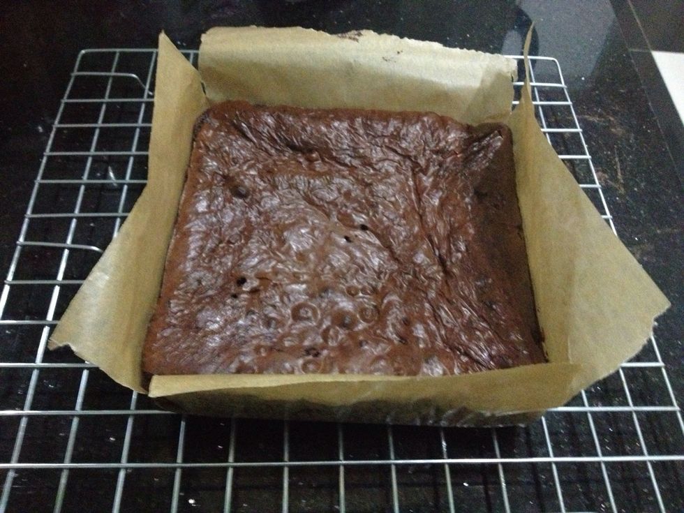 Then remove it from the pan and let it cool completely.