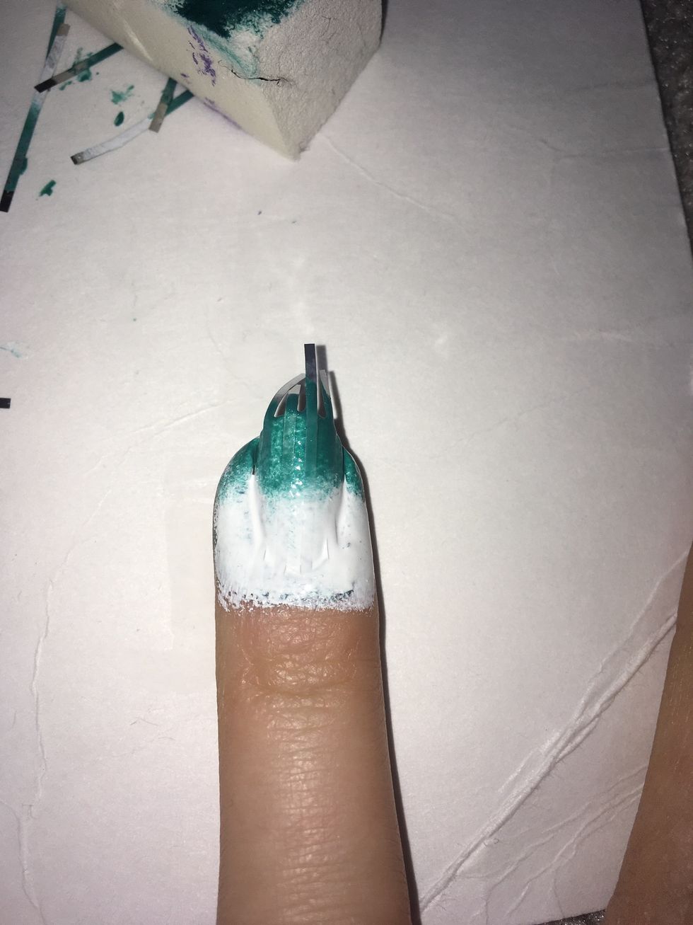 Then repeat step 2-3 but switch the colours, for example, if you had white on the bottom, this time, do white on the top