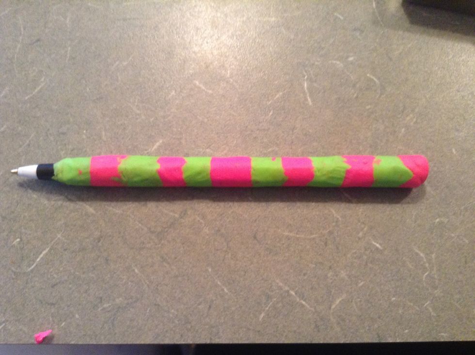 Then, repeat that pattern till you get to the end of the pen