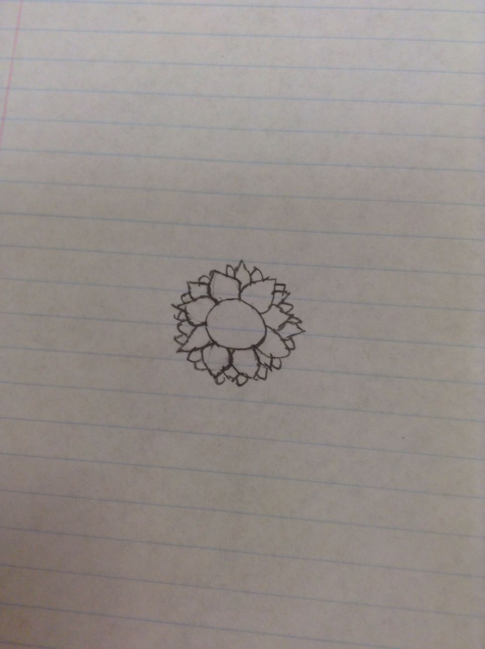 Then repeat the same step as before but make even smaller petal shapes in between the spaces.