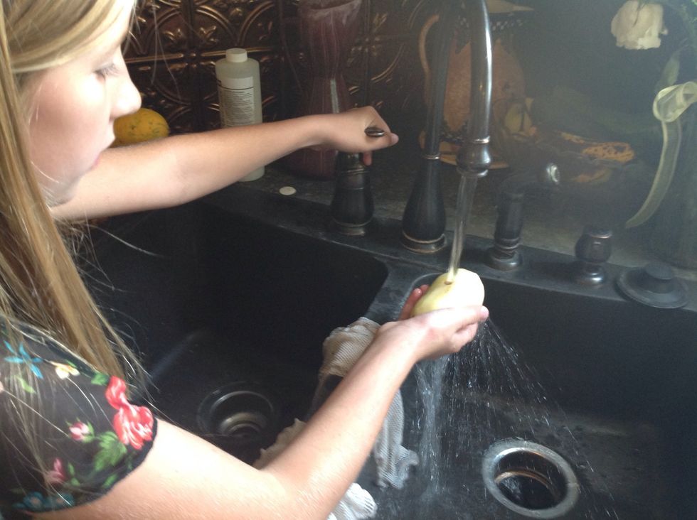 Then rinse off all the potatoes.