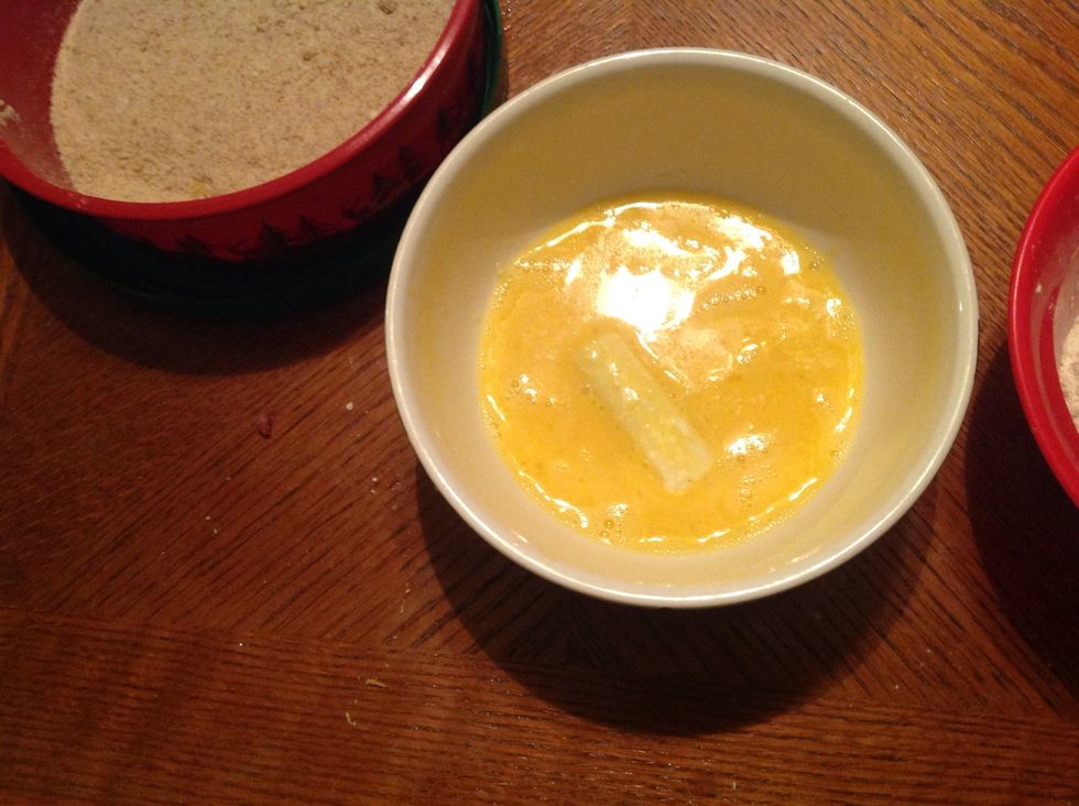 Then roll it in the egg