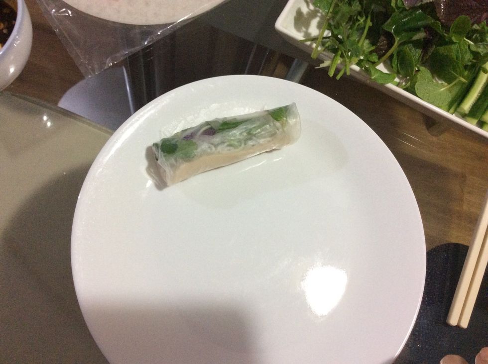 Then roll it until you cover the whole roll