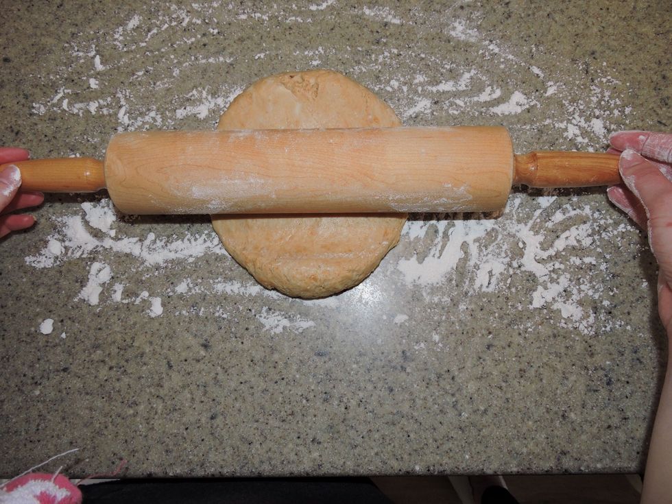Then, roll out the dough until it is 1/4 inch thick.