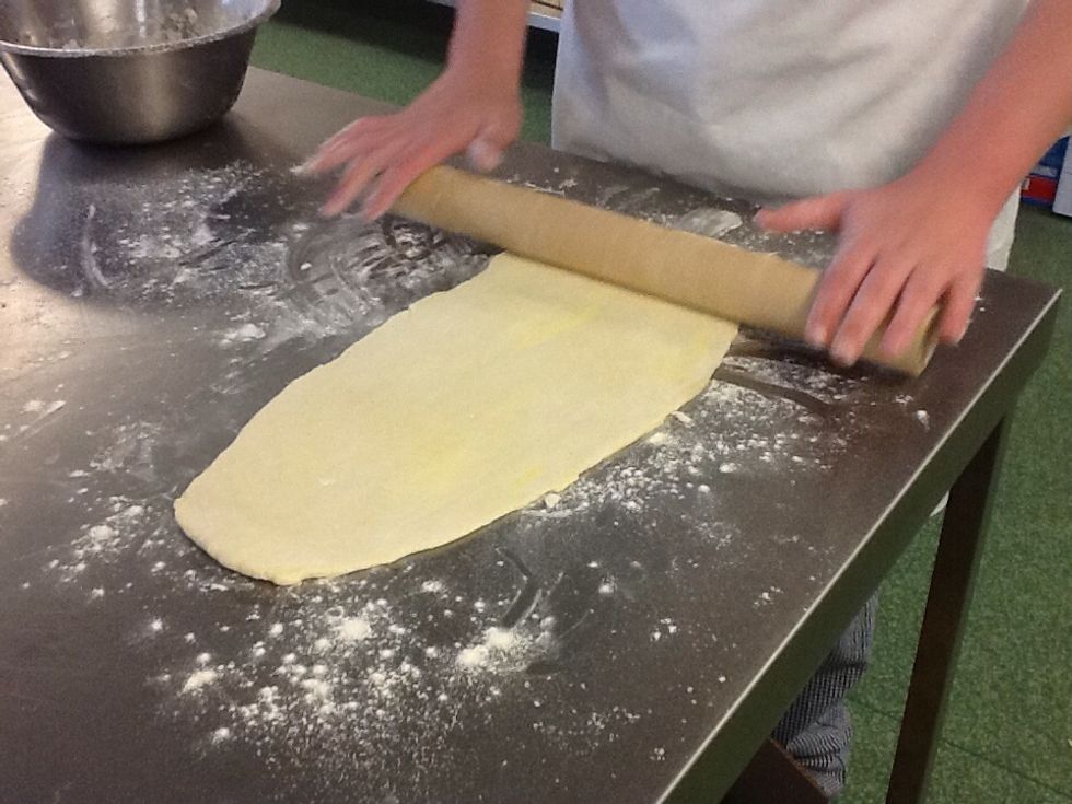 Then roll out your pastry into a long rectangle.