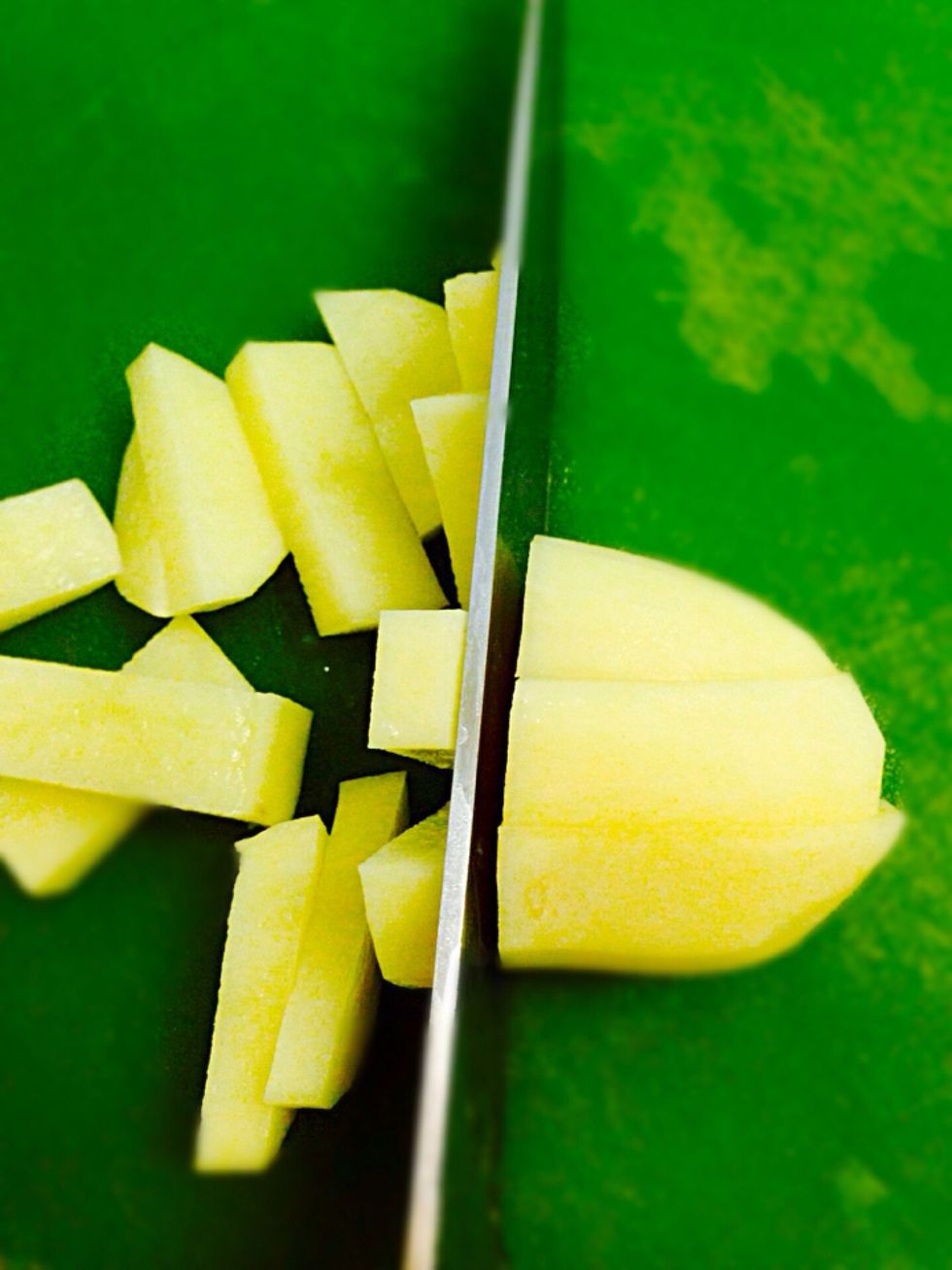 Then same as with large potato cut the slices diagonally