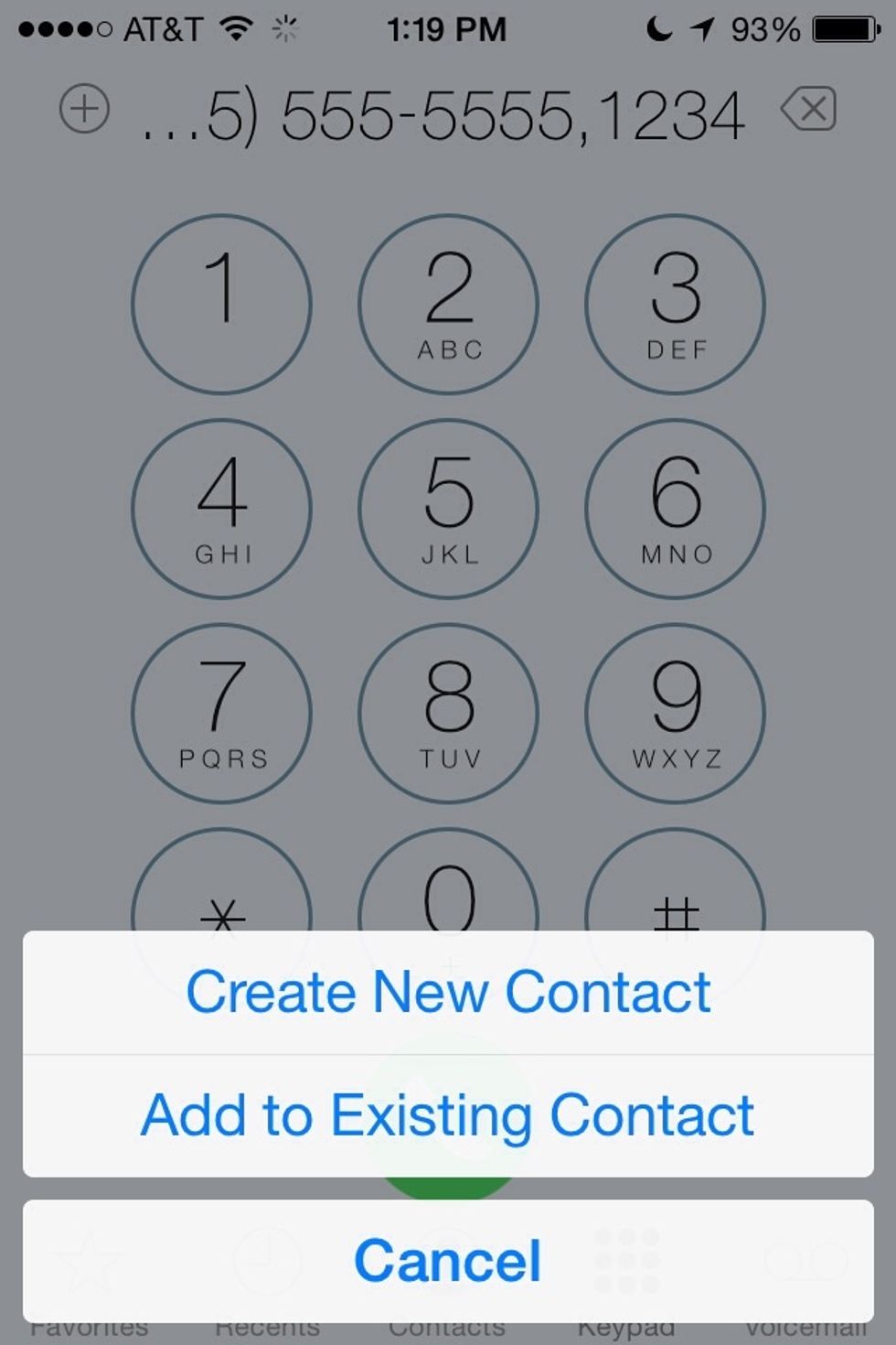 Then save the number to the contact (by taping the + ).