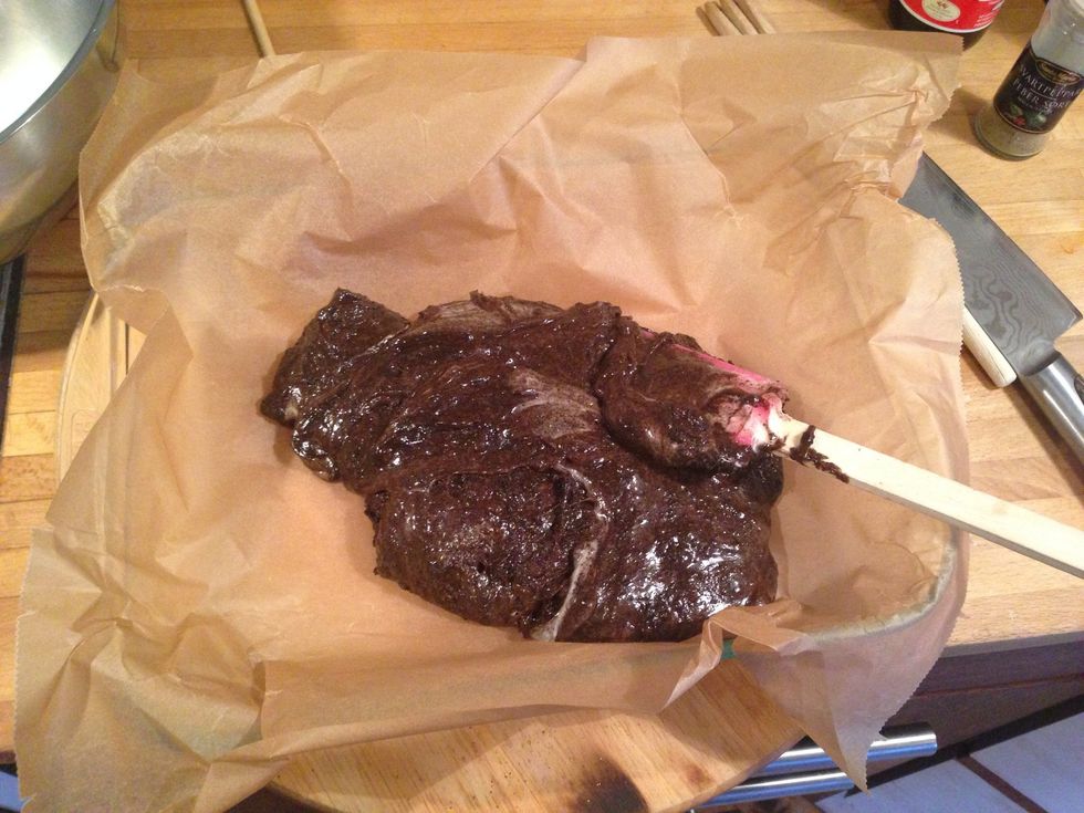 Then scoop the mix onto the baking sheet, and flatten it out to a square