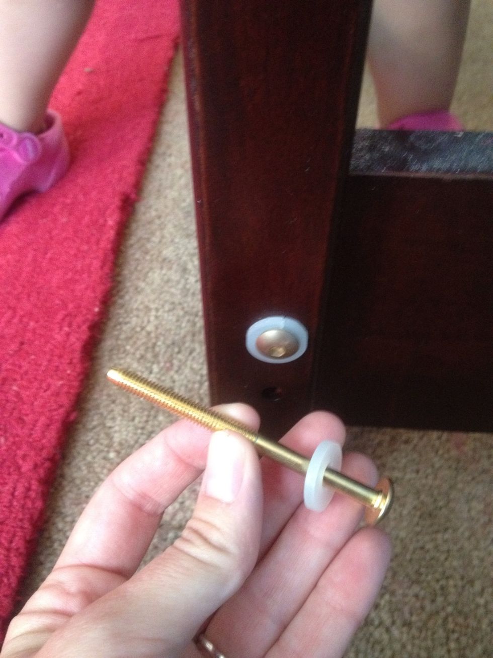 Then screw in these long bolts with a washer.