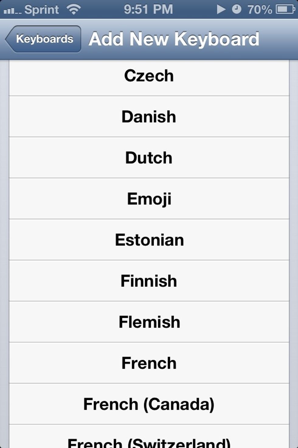 Then scroll down until you find emoji. Then choose it...