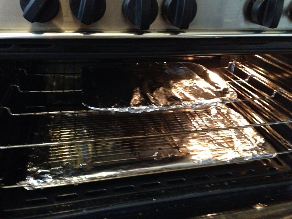 Then seal the tray well with a couple of layers of foil to keep moisture in and make sure fish is well steamed. Place in the oven at around 180degrees for around an hour depending on the size of fish