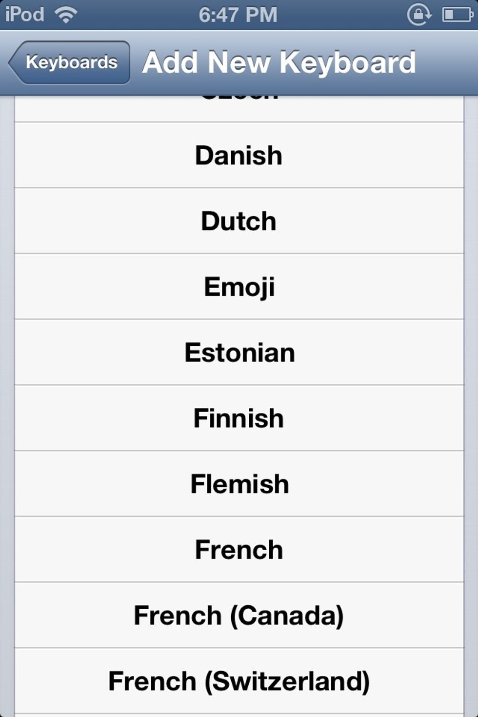 Then select emoji. It will appear on ur list of keyboards once u have completed this