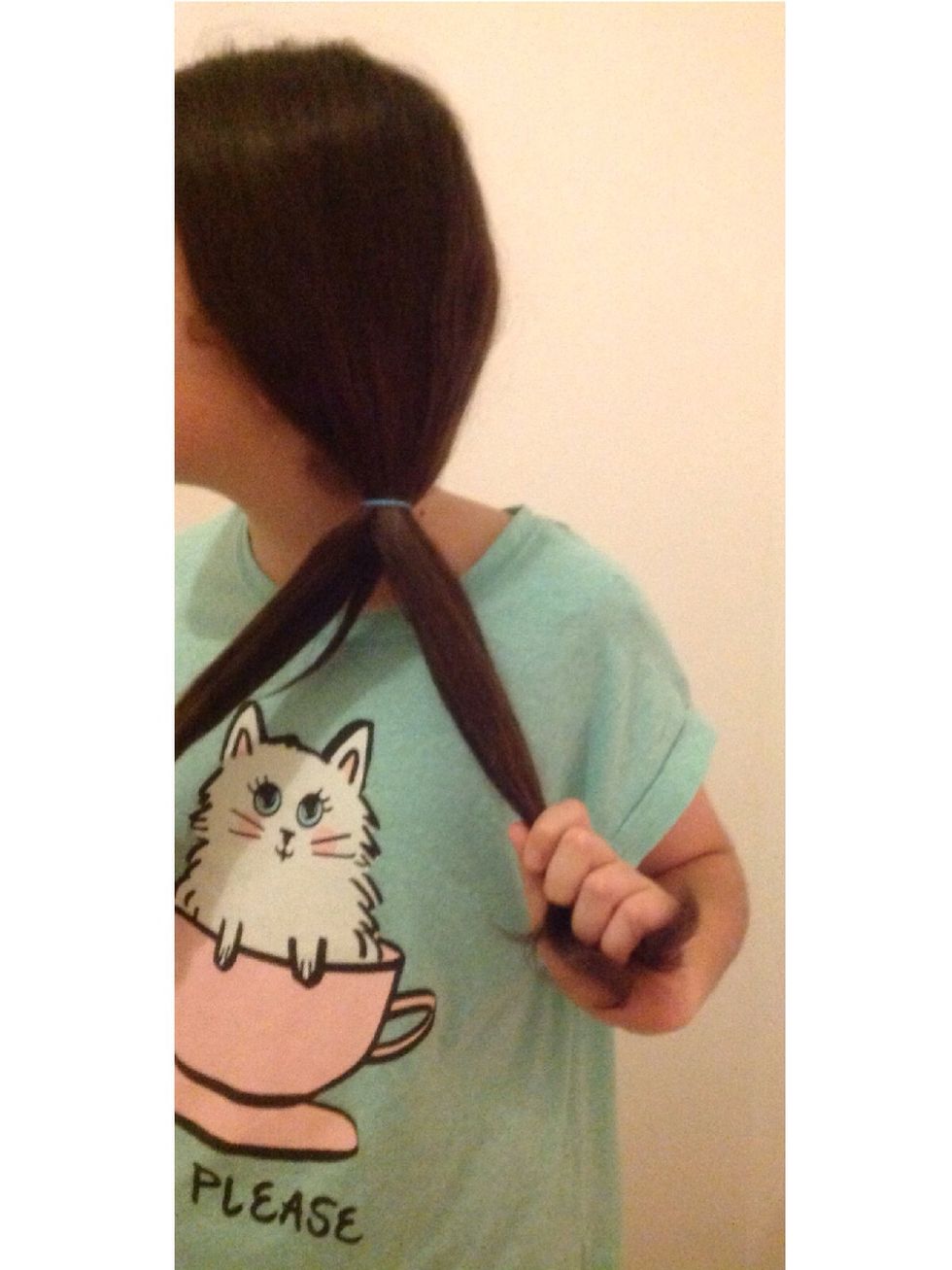 Then separate your hair into section 1 and section 2.