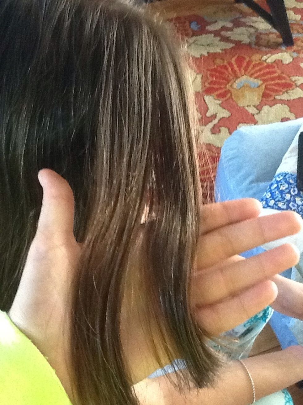 Then separate your hair into two pieces (in the front).