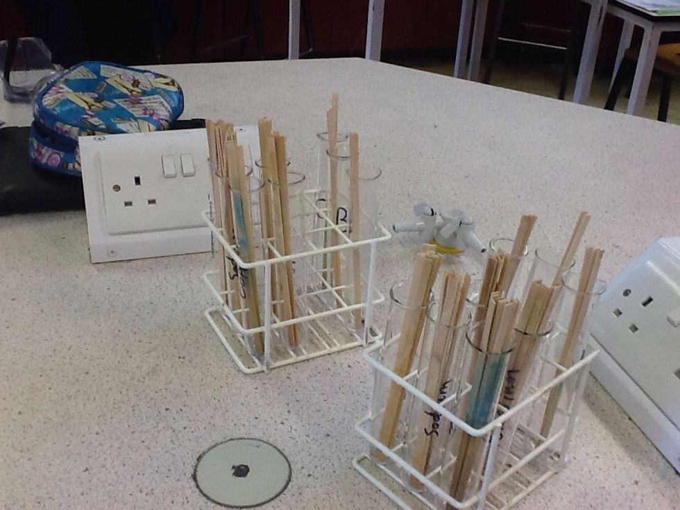 Then set out your equipment like a splint you use these to test the experiment