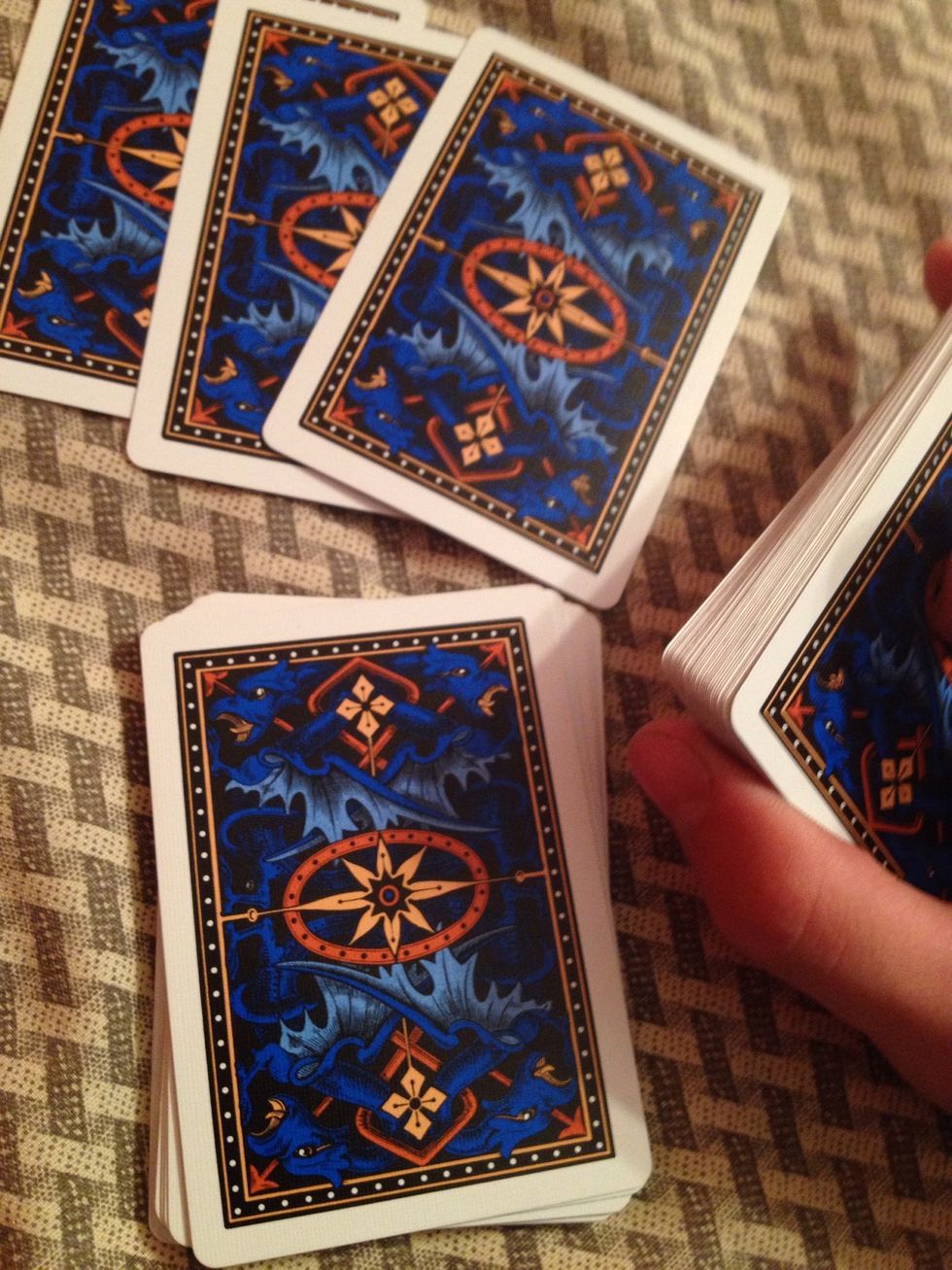 Then show the next card and put it on the table saying you don't believe them.