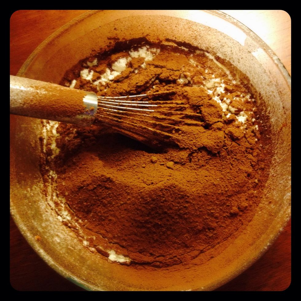 Then sift in the cocoa powder.