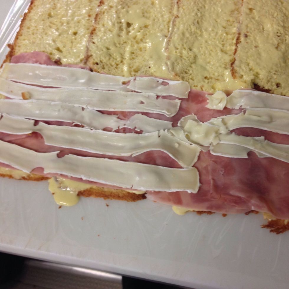 Then slice the Brie cheese an put a lair too