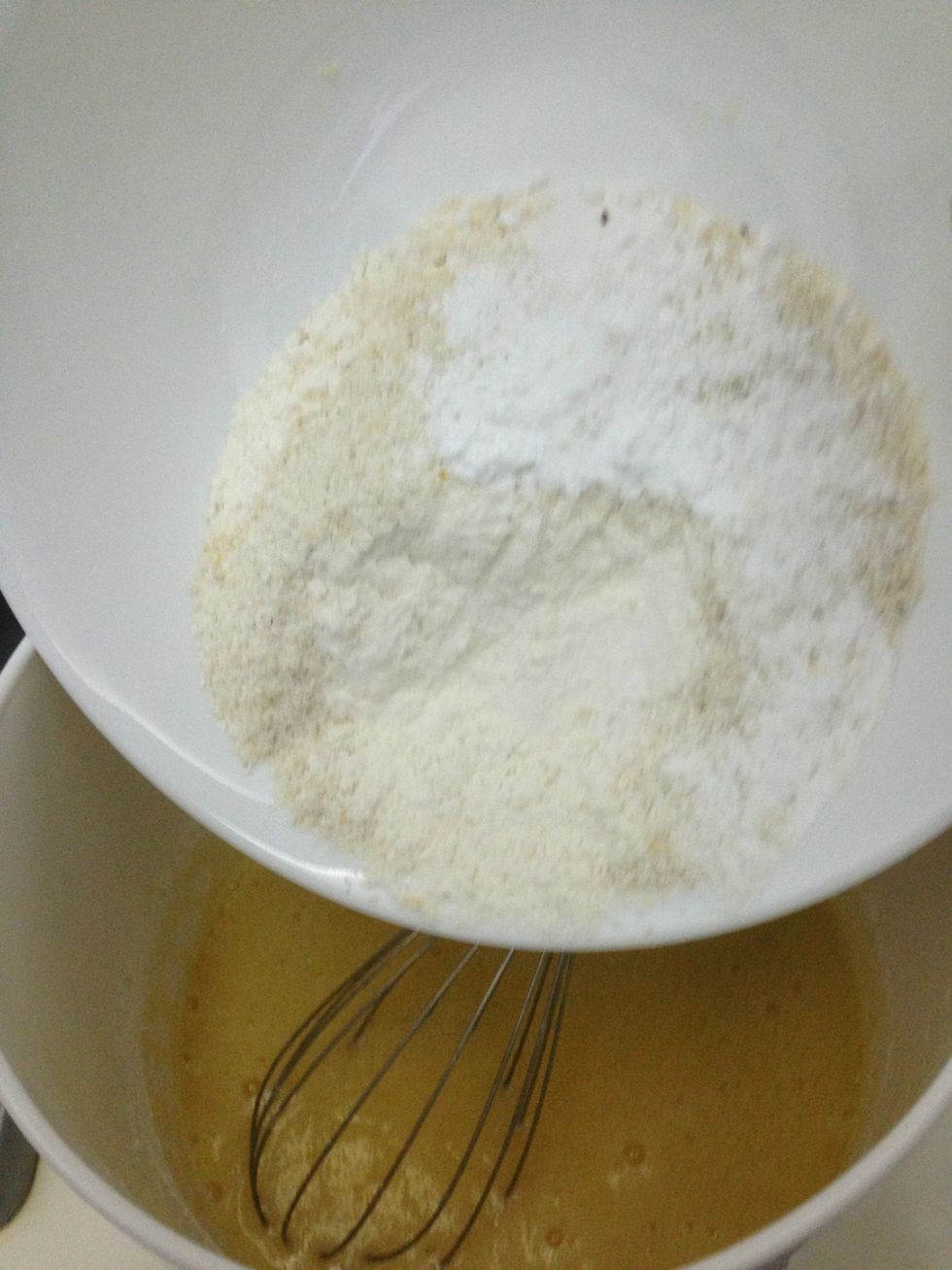 Then slowly add the dry ingredients