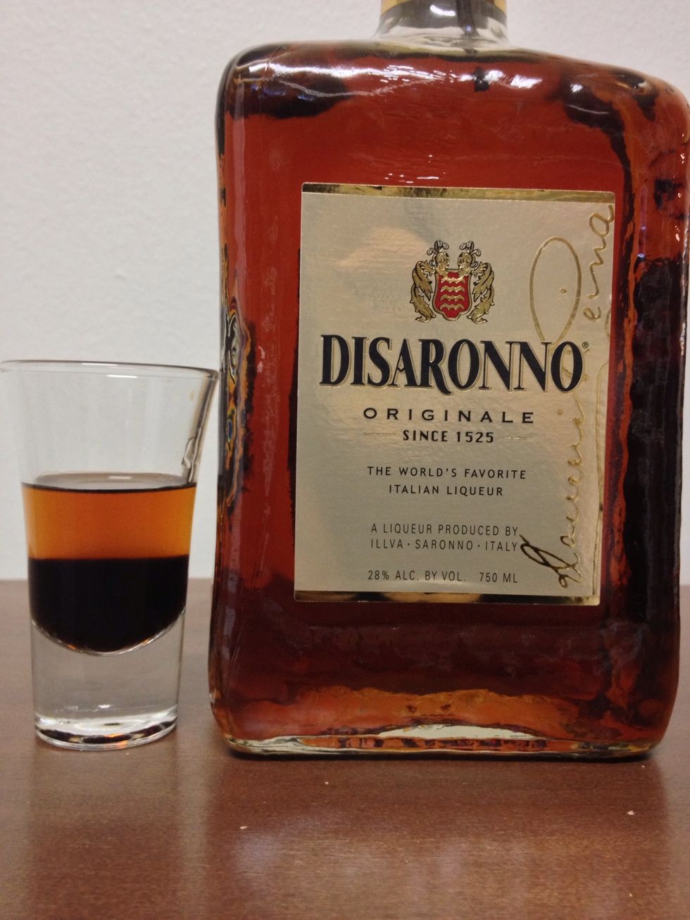 Then slowly pour in a 1/2oz of your favorite Amaretto Liqueur. :)