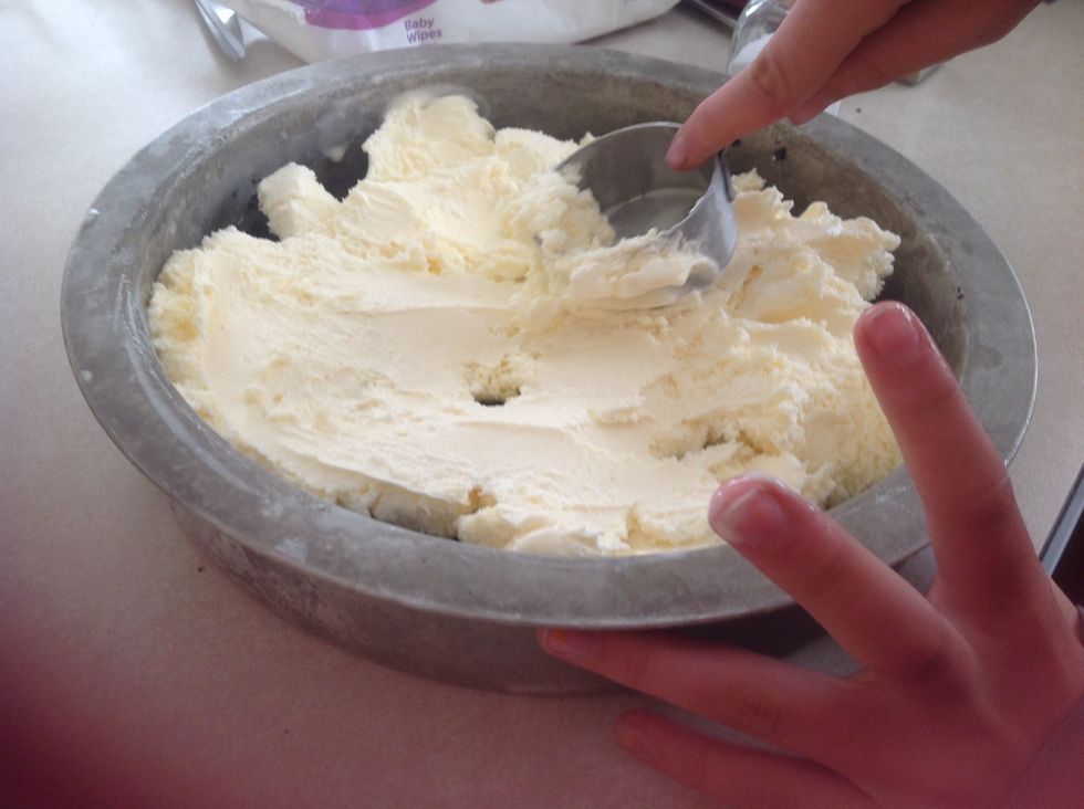 Then smooth it out with a spoon.