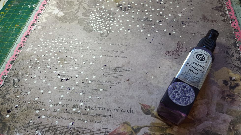 Then 'splat' some Lilac Night mist over the page