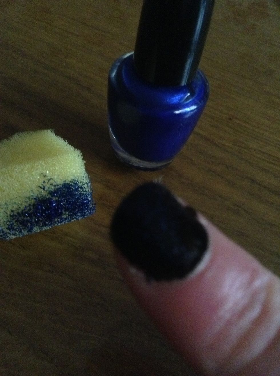 Then, sponge on the dark blue in random splodges.