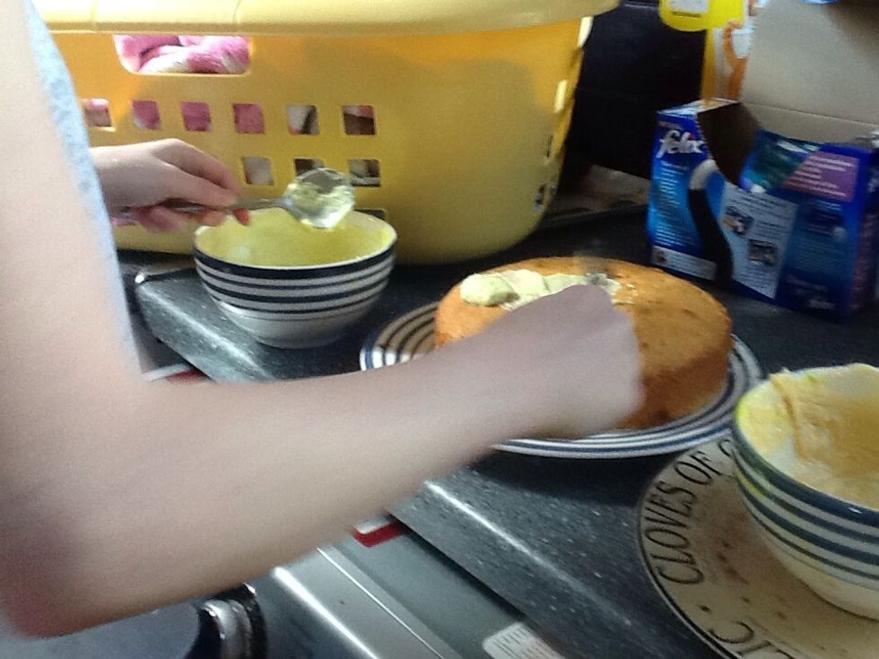 Then spoon out your icing onto the cake