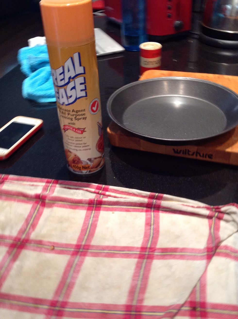 Then spray it with butter/oil spray