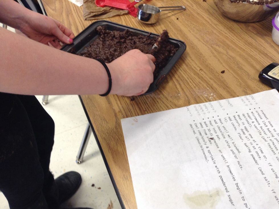 Then, spread it on the pan.