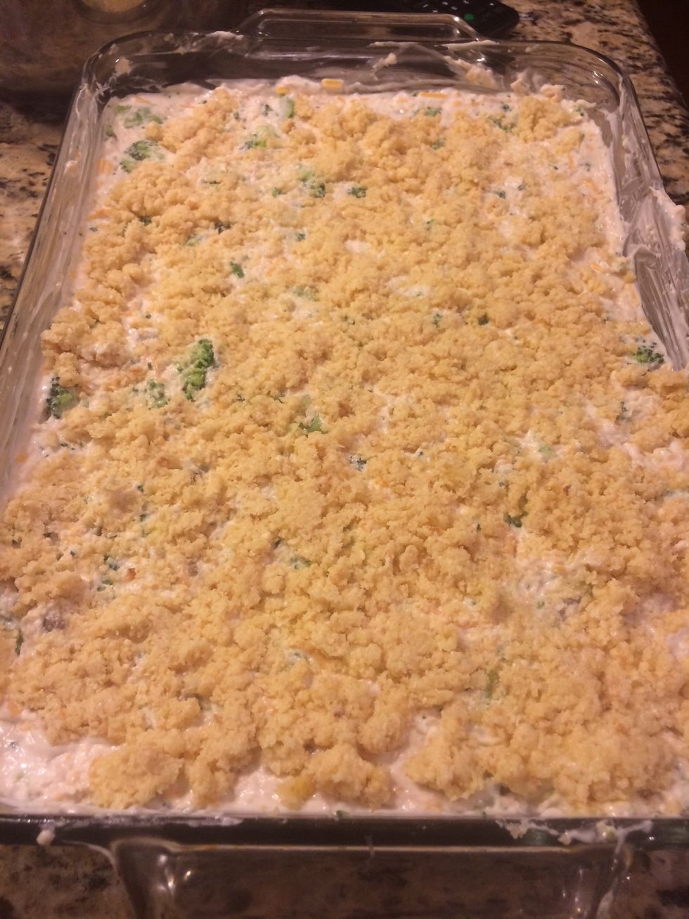 Then sprinkle over the top of the dish!