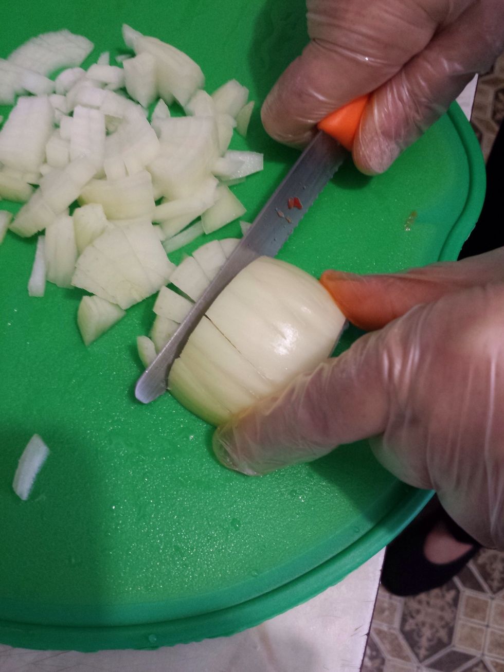 Then start cutting the other way to make it into little cubes which will go nicely in this dish.