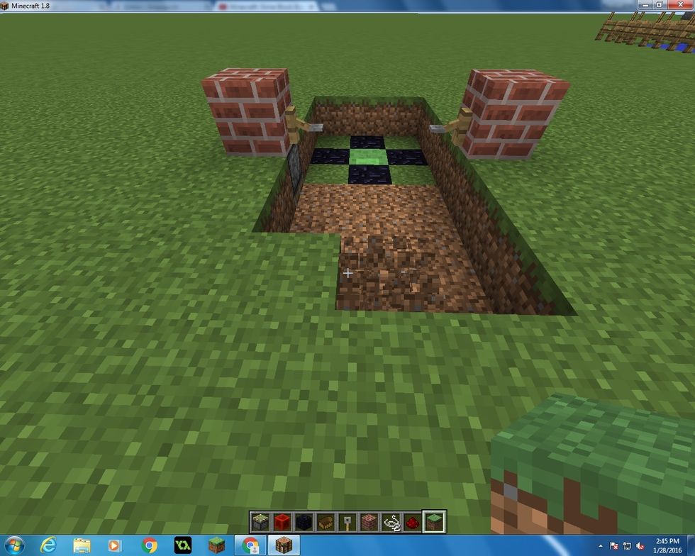 Then start digging the hole out as long as you want. I have mine 1 block downwards.