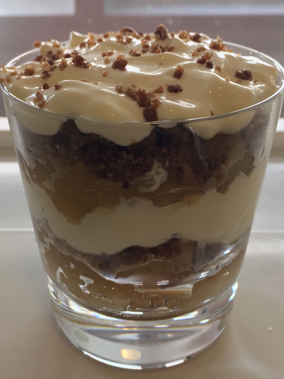 Then start layering them. finish with some grilled nuts of your choice