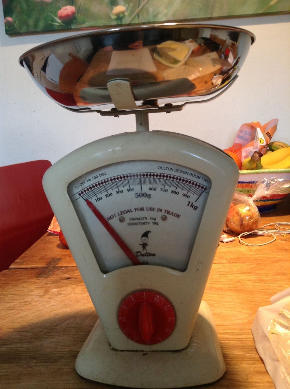 Then start measuring your ingredients