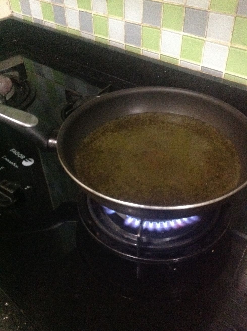 Then start preheating your oil. You could use a deep fryer but....... I don't have one..... So.....