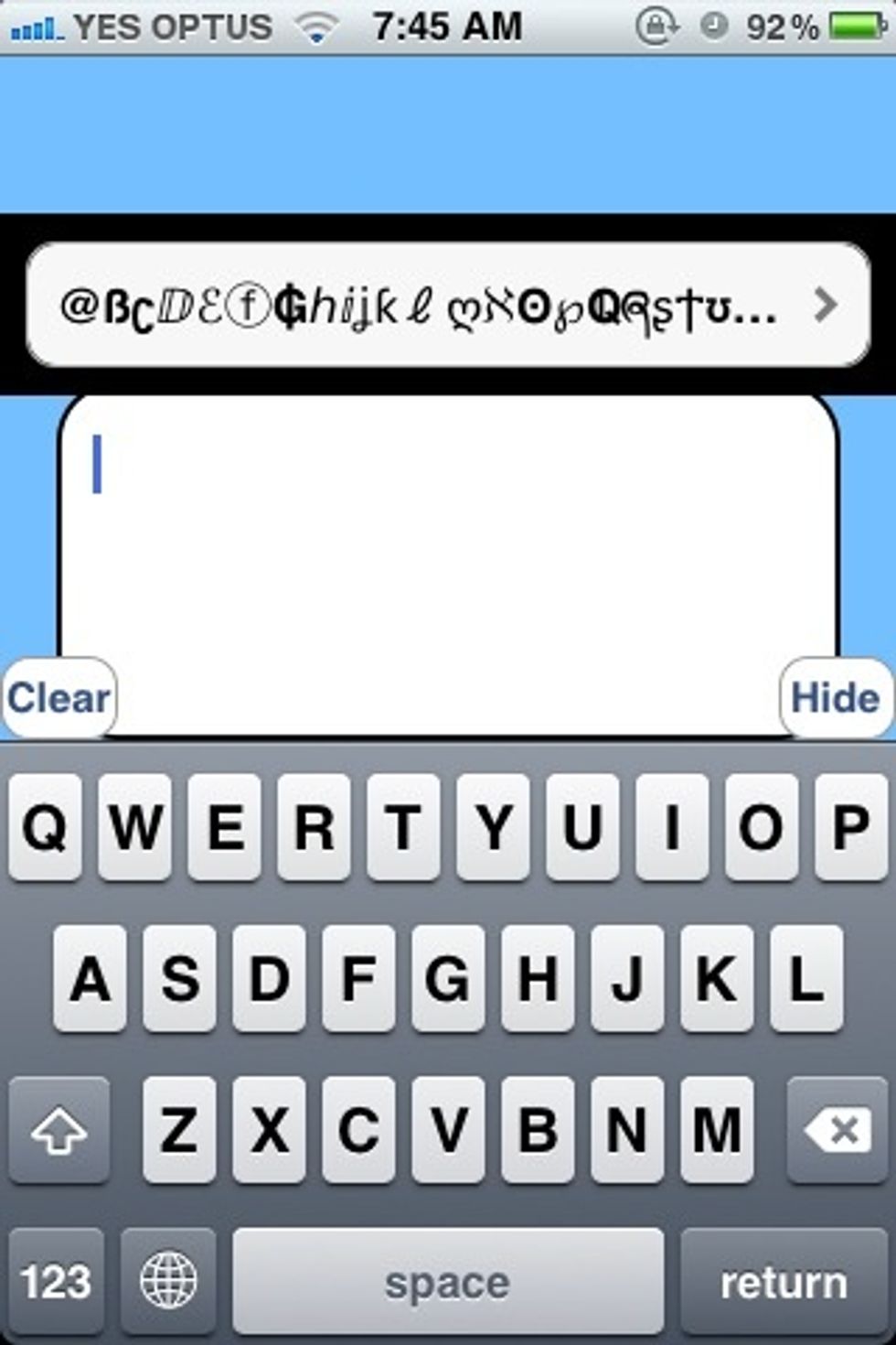 Then, start typing whatever it is that you want to type
