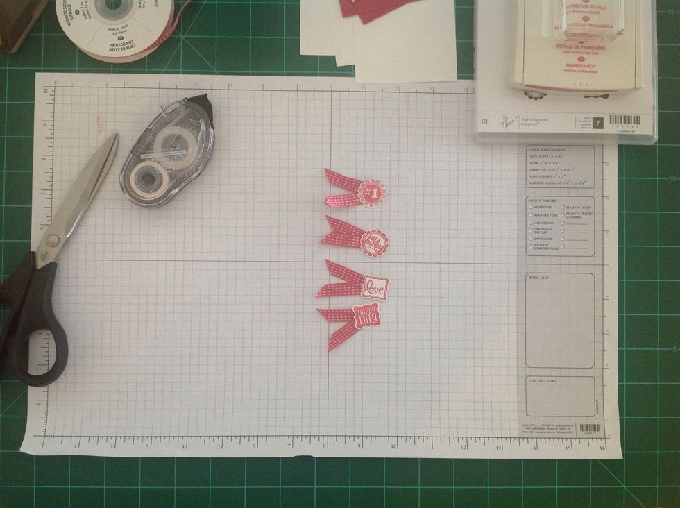 Then stick the images to the ribbon as shown.