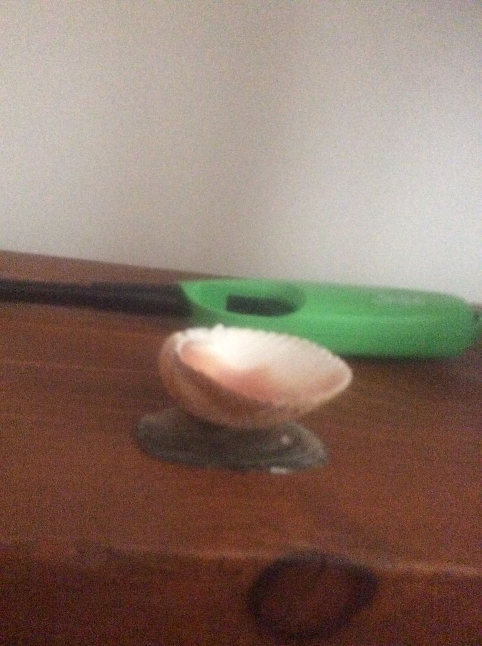 Then stick them to gather also you want one of the shells to sit steady