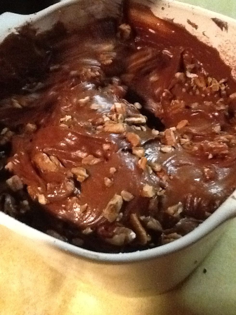 Then stir in pecans with a spatula