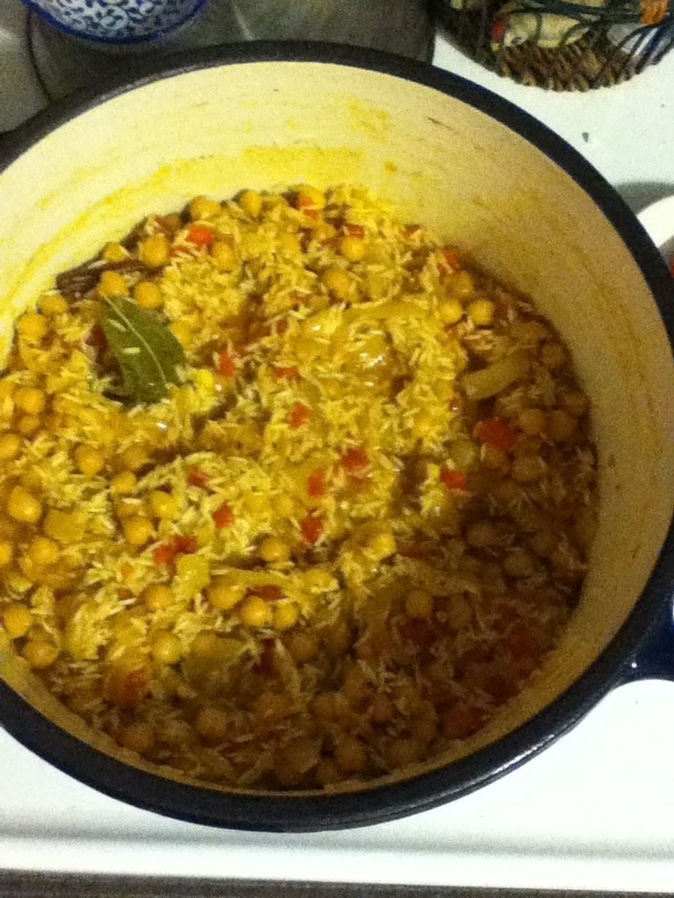 Then stir in your soaked rice.