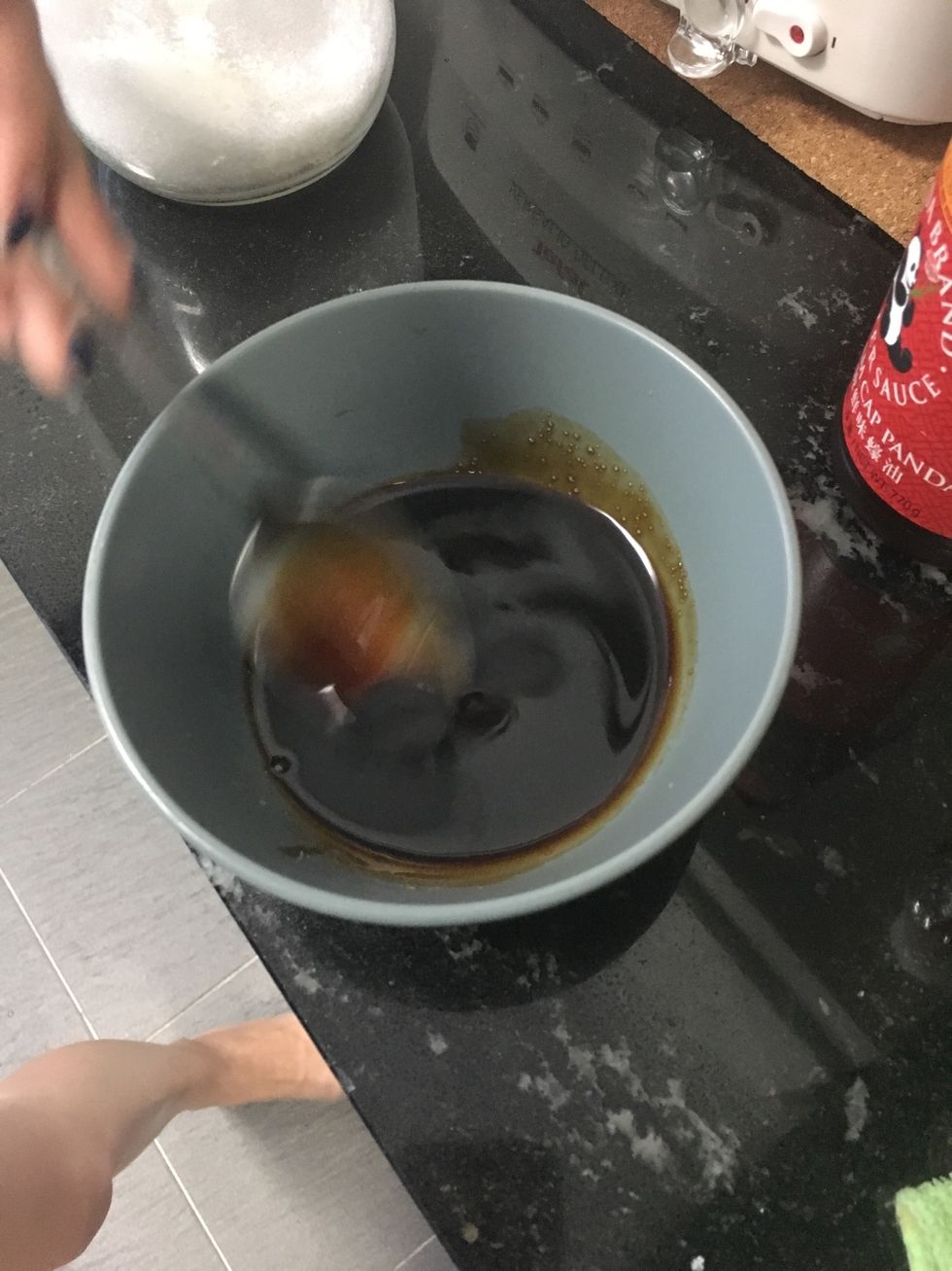 Then stir it until mixture is watery and not thick.