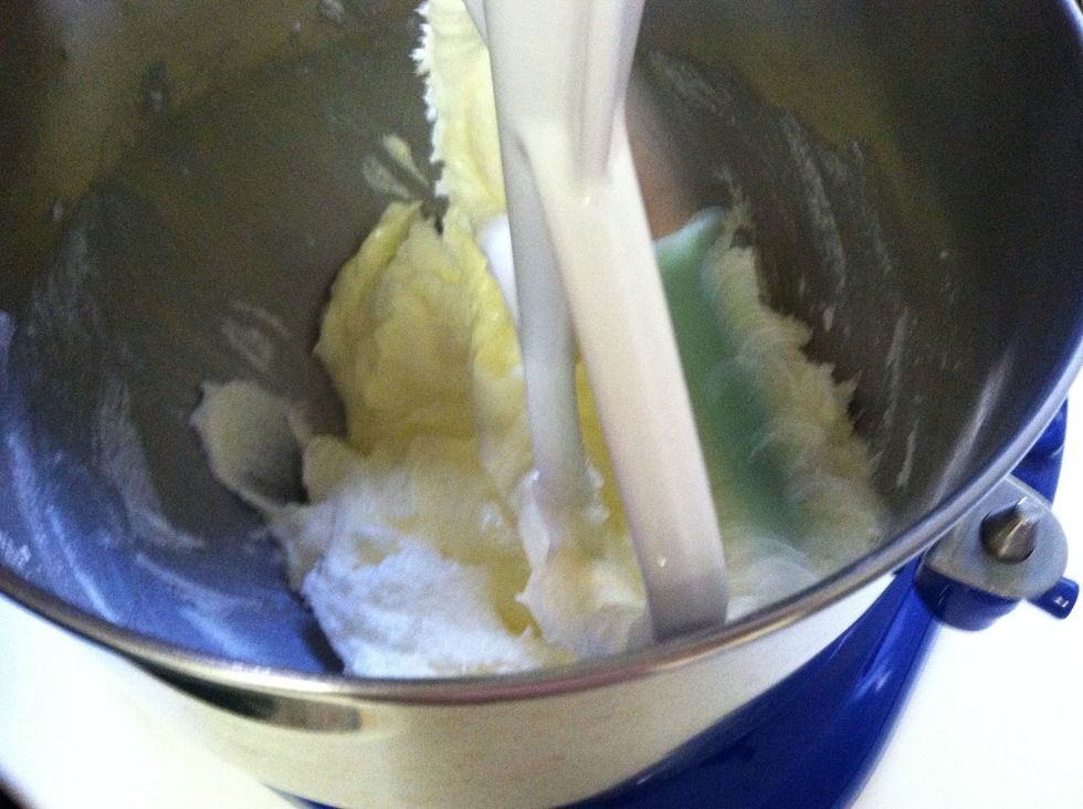 Then, stop the mixer and scrape all sides of the bowl to incorporate all ingredients.
