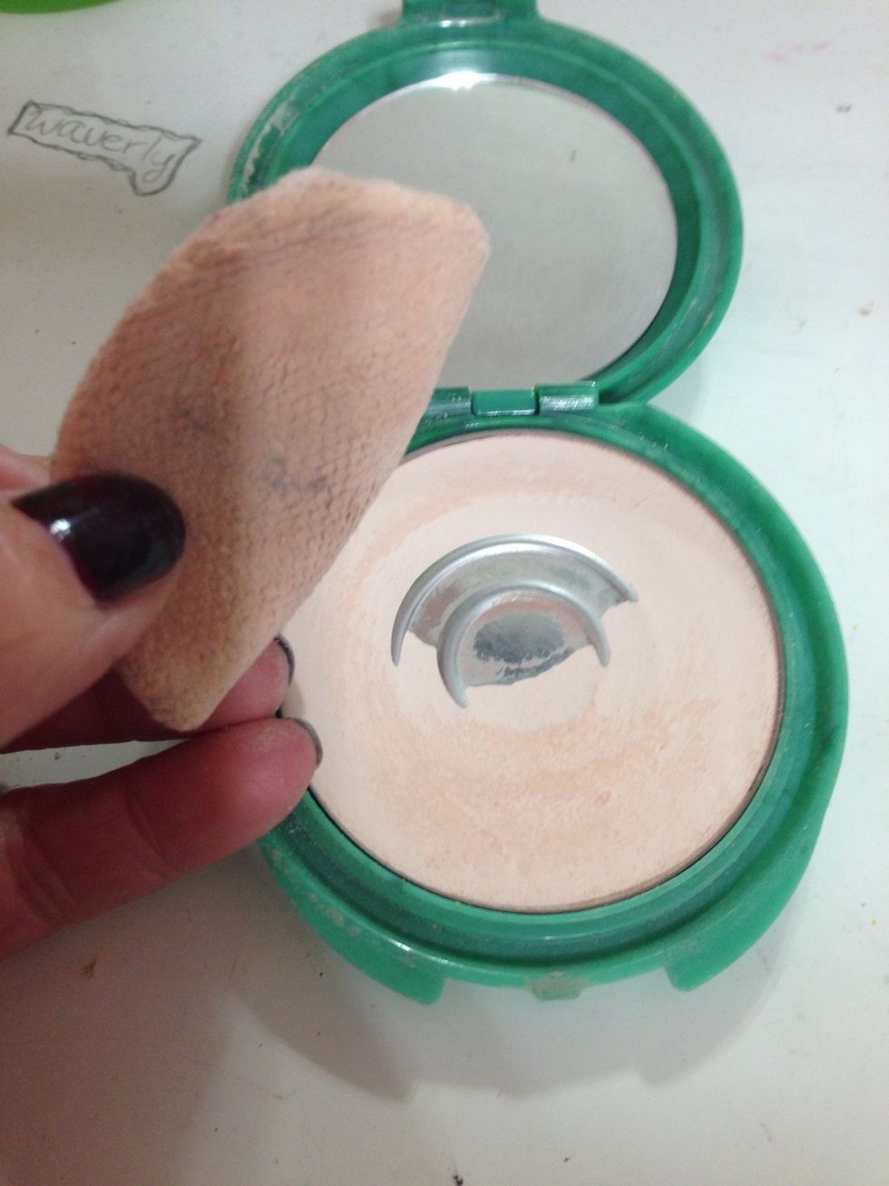 then take a brush or powder pad and apply wherever you put concealer on