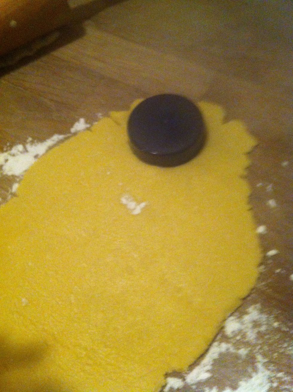Then take a cookie cuter (i used a lid)