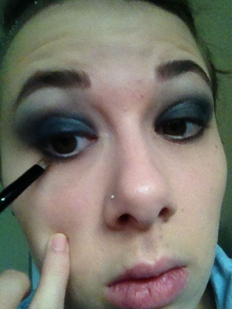 Then take a small fluffy brush and blend this